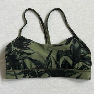 Lululemon Botanical Bloom Green Twill Multi Flow Y Bra